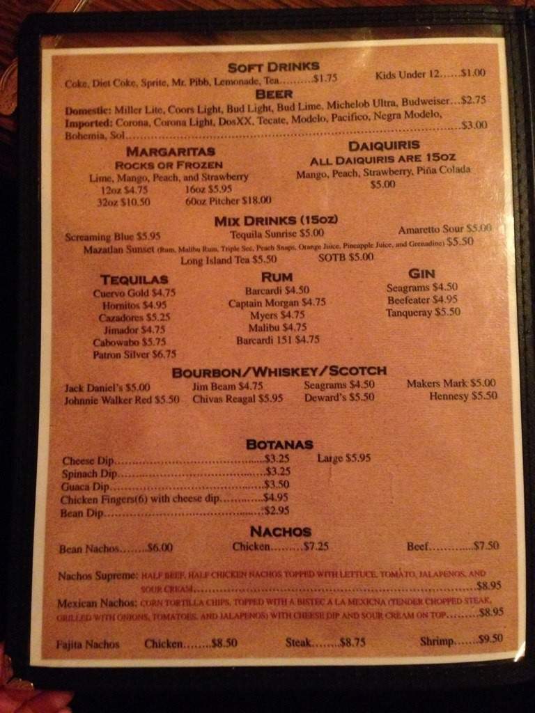 Chabely's Mexican Grill - Cottondale, AL menu_pic