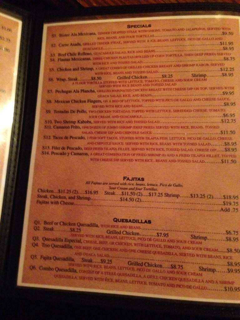 Chabely's Mexican Grill - Cottondale, AL menu_pic