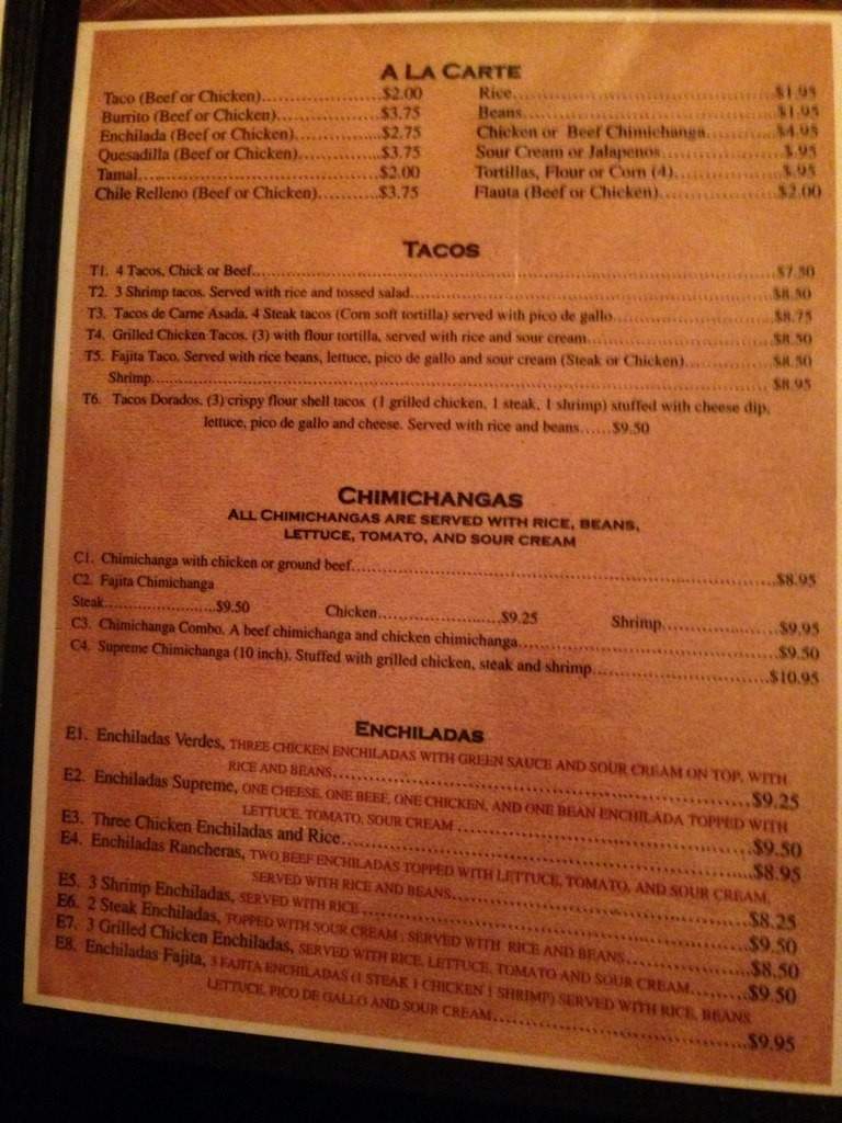Chabely's Mexican Grill - Cottondale, AL menu_pic