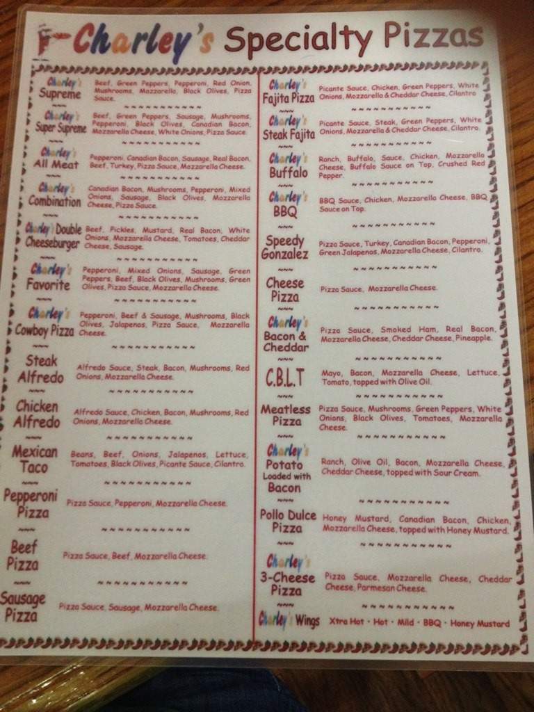 Charley's Pizza - Jonesboro, AR menu_pic