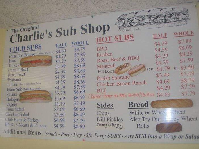 Charlie'S Sub Shoppe - Cookeville, TN menu_pic