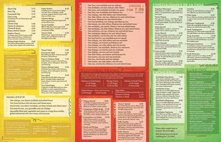Checos Mexican - Ellington, MO menu_pic