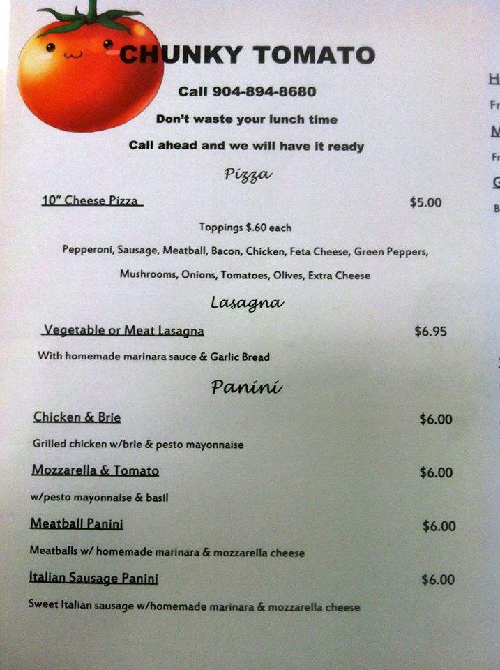 Chunky Tomato - Jacksonville, FL menu_pic