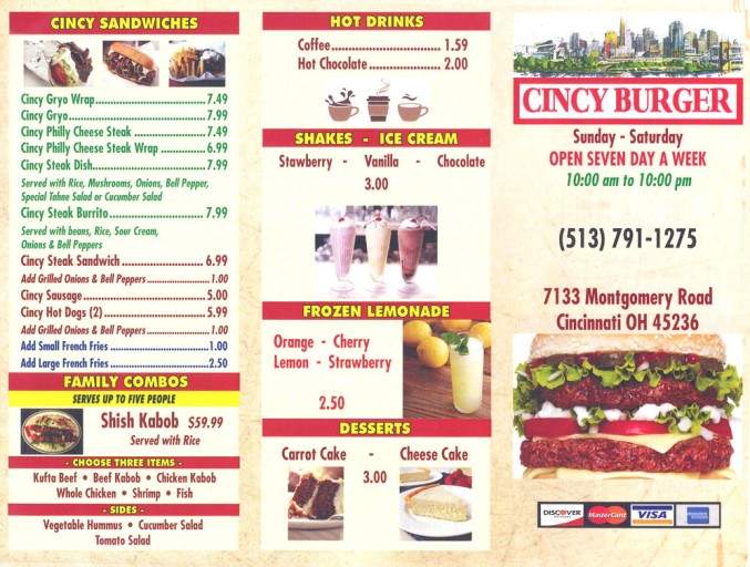 Cincy Burger - Cincinnati, OH menu_pic