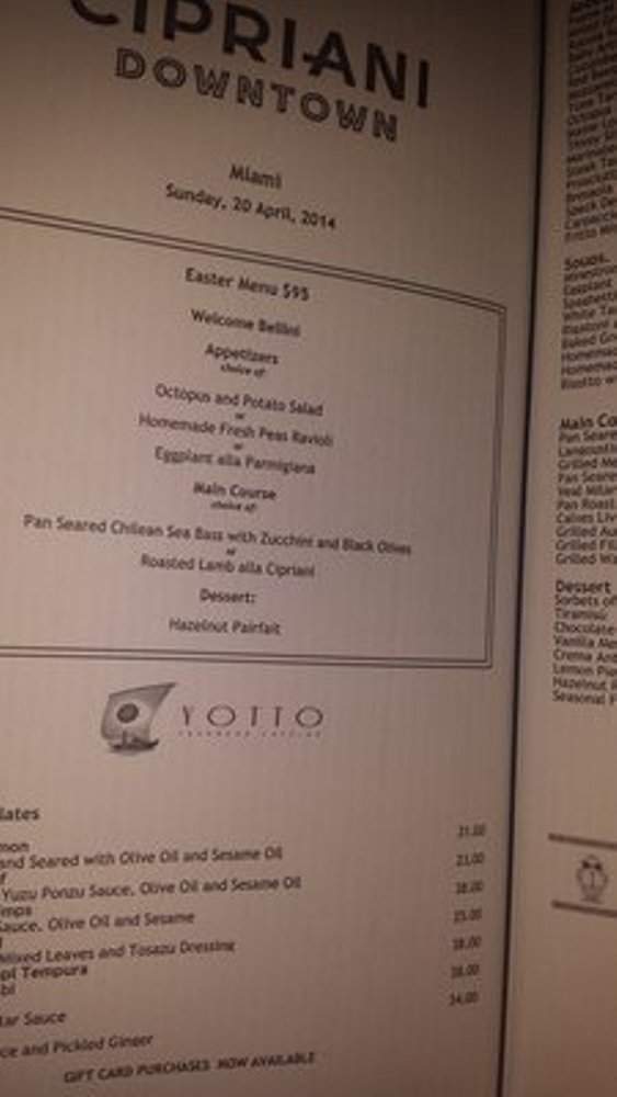 Cipriani - Miami, FL menu_pic