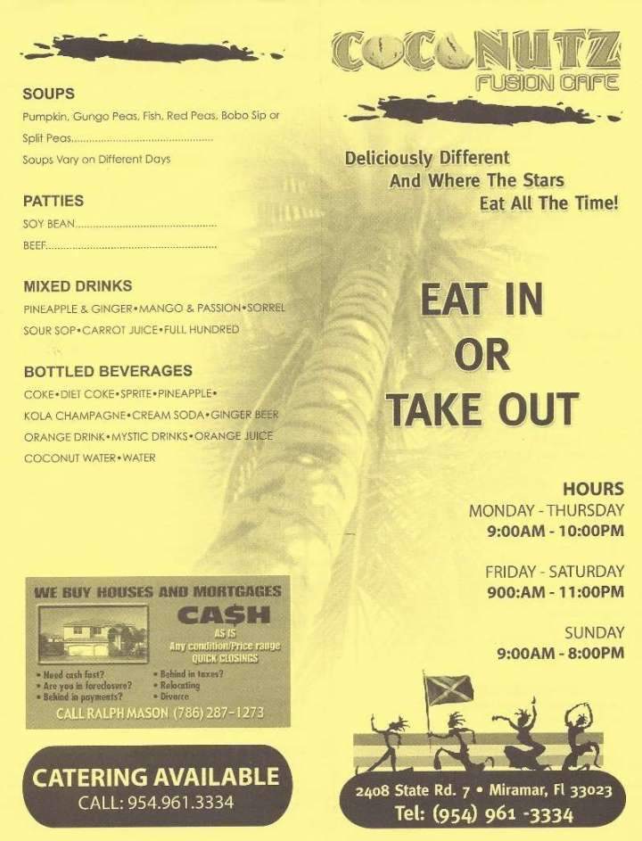 Coconutz Fusion Cafe - Hollywood, FL menu_pic