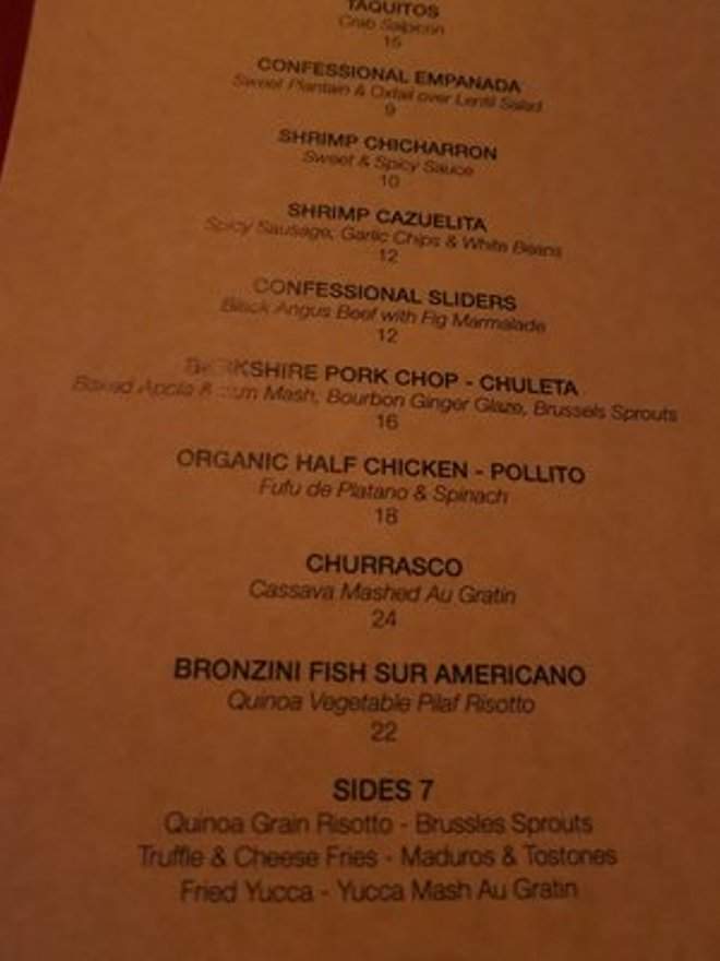 Confessional - New York, NY menu_pic
