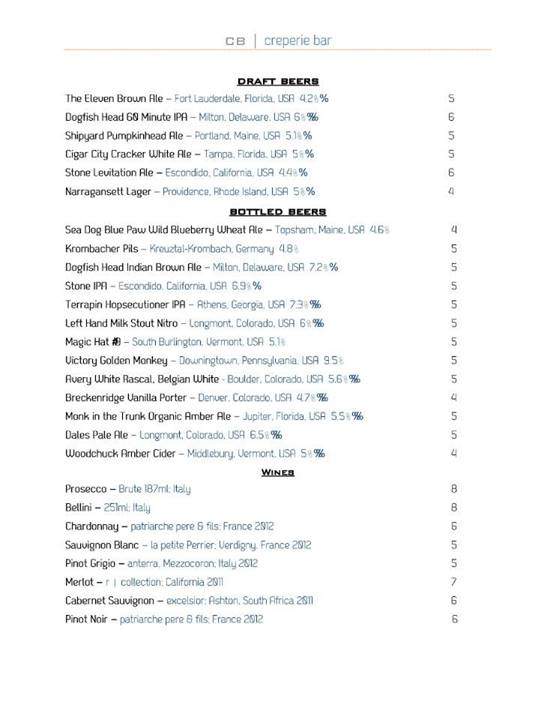 Creperie Bar - Miami, FL menu_pic