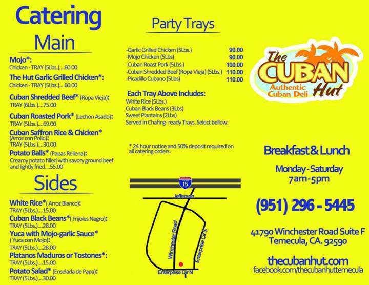Cuban Hut - Temecula, CA menu_pic