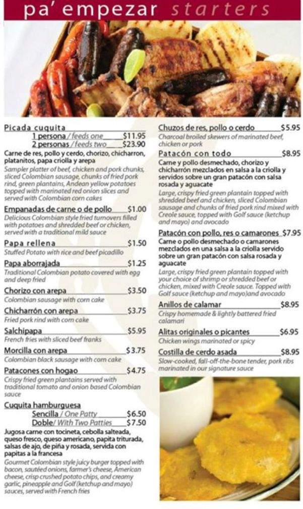 Cuquita Restaurant - Fountain Hill, PA menu_pic
