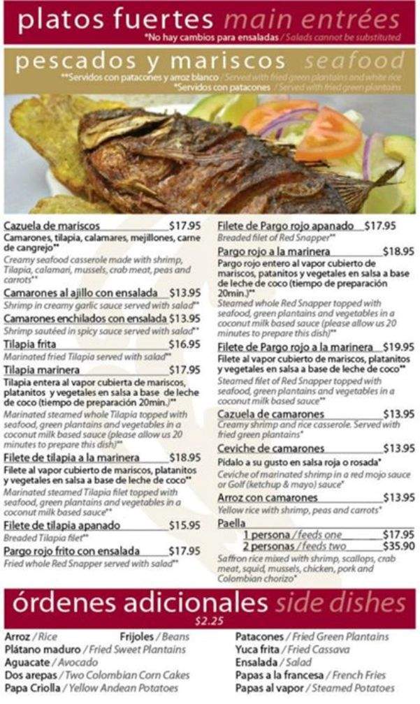 Cuquita Restaurant - Fountain Hill, PA menu_pic