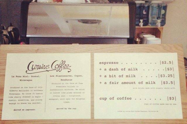 Cursive Coffee - Burlington, VT menu_pic