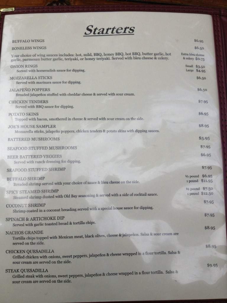 Cuz-n-Joe's Place - Conyngham, PA menu_pic