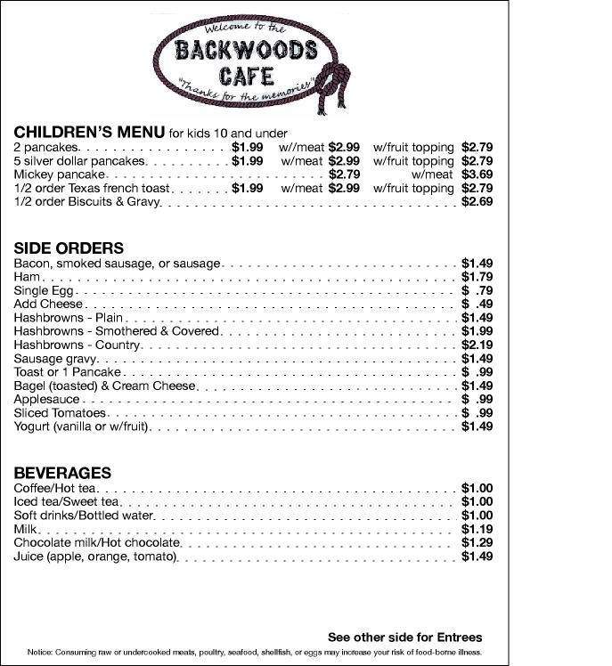 Cyndi's Backwoods Cafe & Grill - Brazil, IN menu_pic