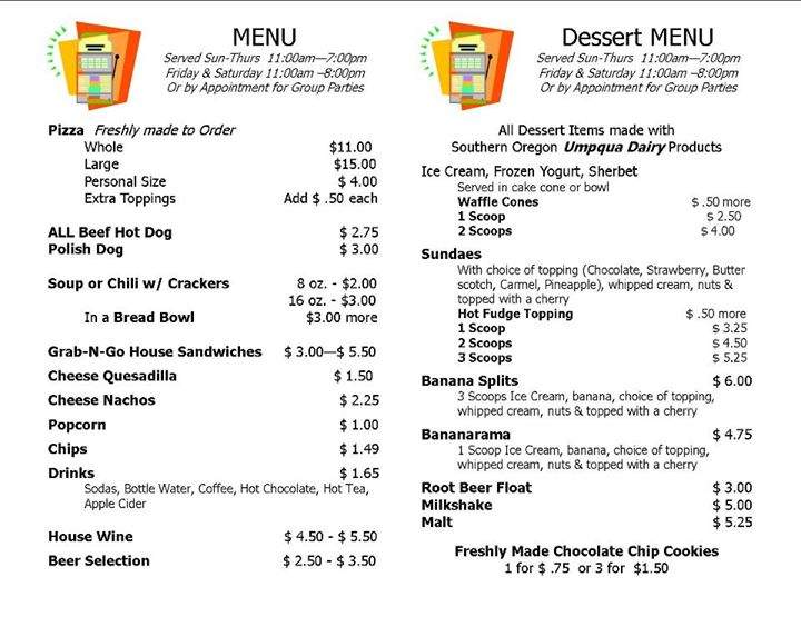 Daily Scoop and Video Lottery - Klamath Falls, OR menu_pic
