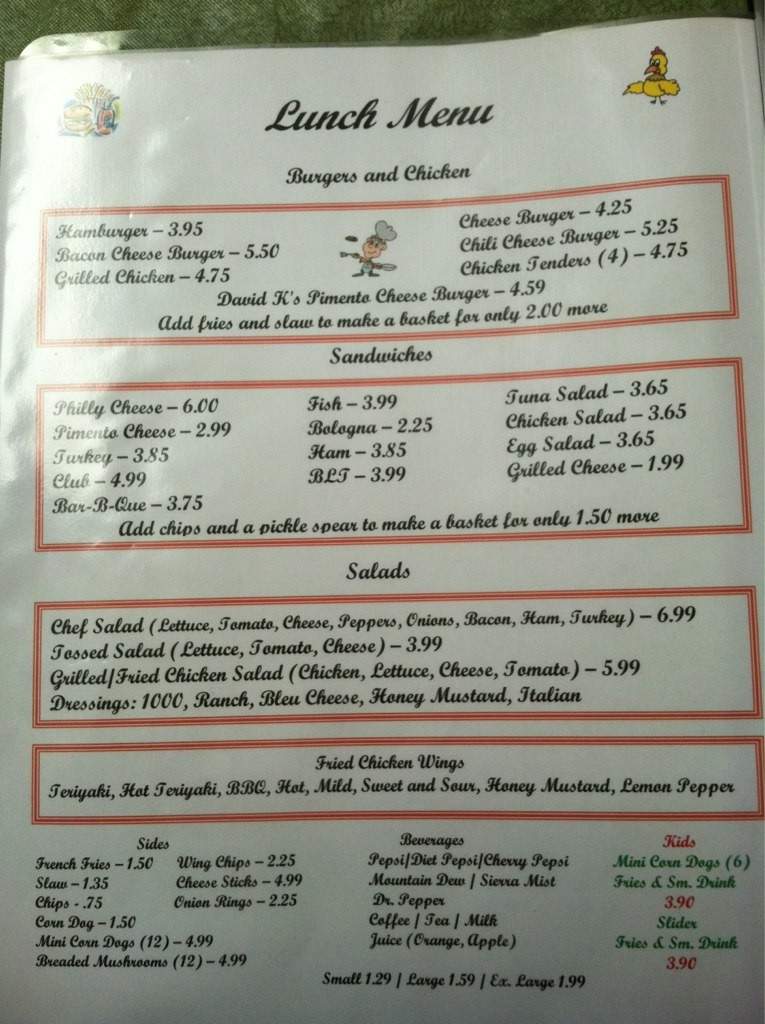 David K's - Lexington, SC menu_pic