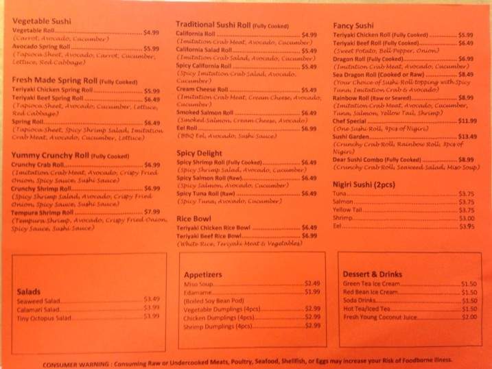 Dear Sushi - Nashville, TN menu_pic