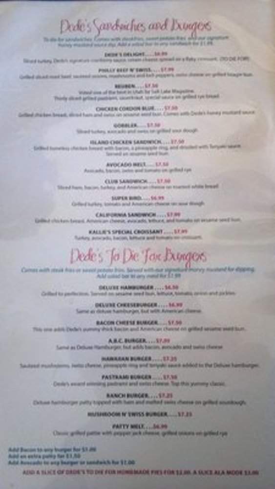 DeDe's - St George, UT menu_pic