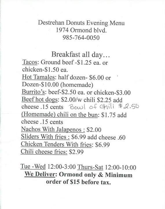 Destrehan Donuts - Destrehan, LA menu_pic