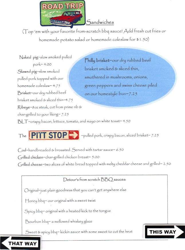Detour - New Lisbon, WI menu_pic