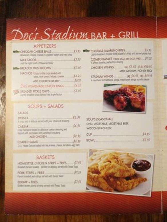 Doc's Stadium - Jefferson, IA menu_pic