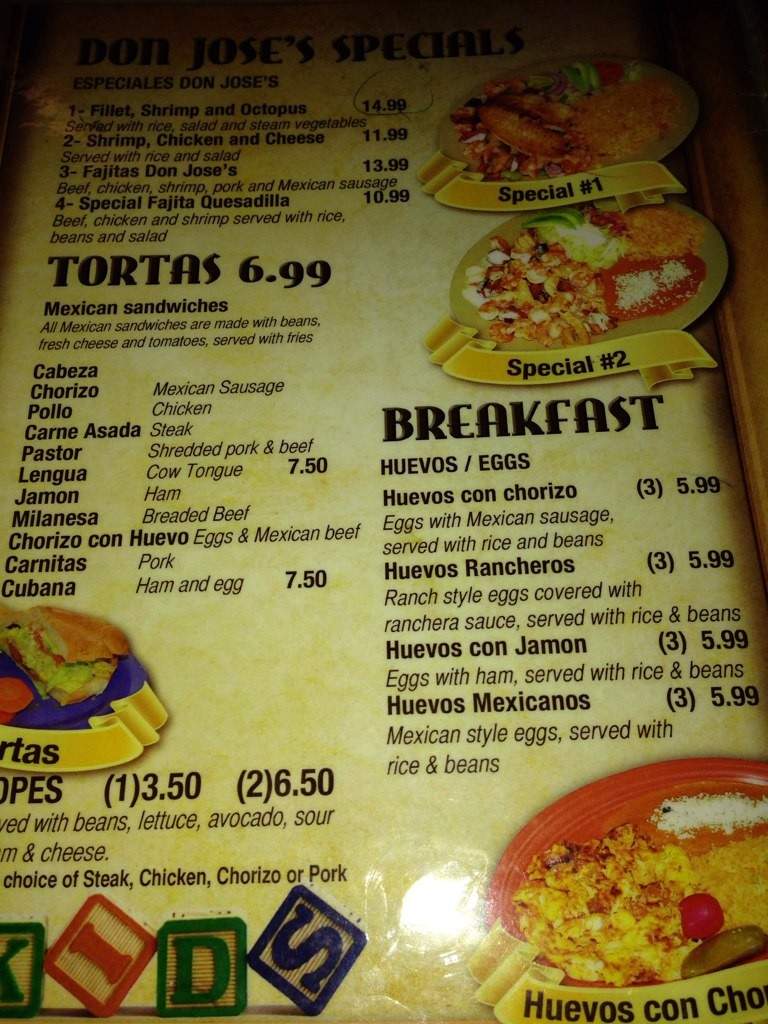 Don Jose - Lawrenceville, GA menu_pic