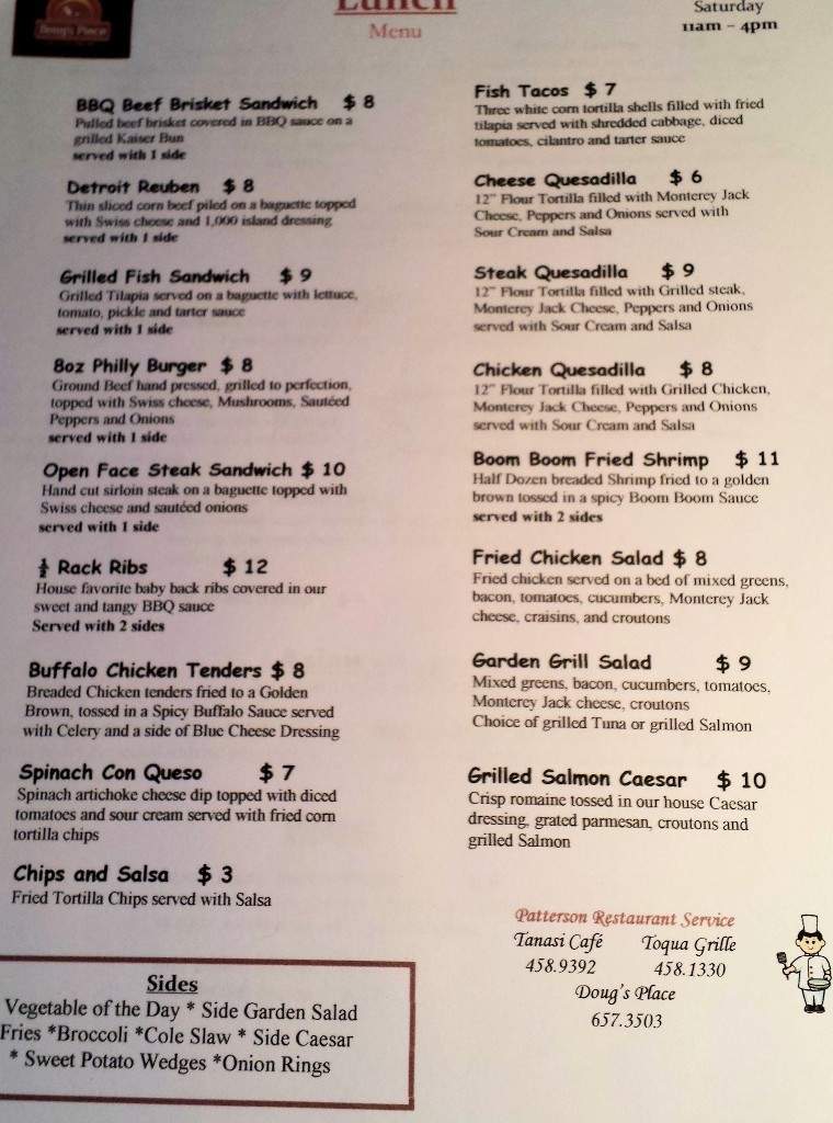 Doug's Place--Grill on the Hill - Loudon, TN menu_pic