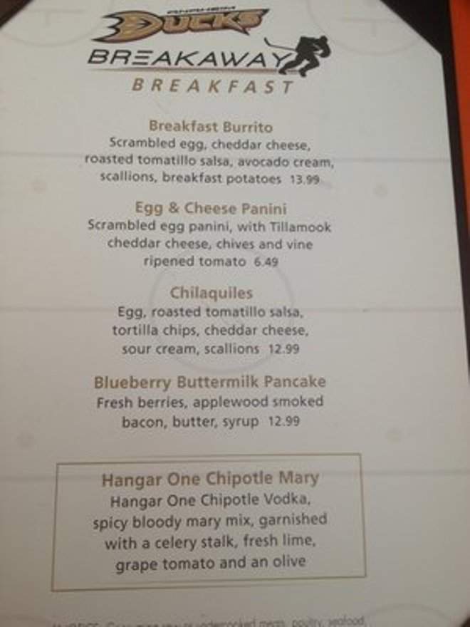 Ducks Breakaway Grille - Santa Ana, CA menu_pic