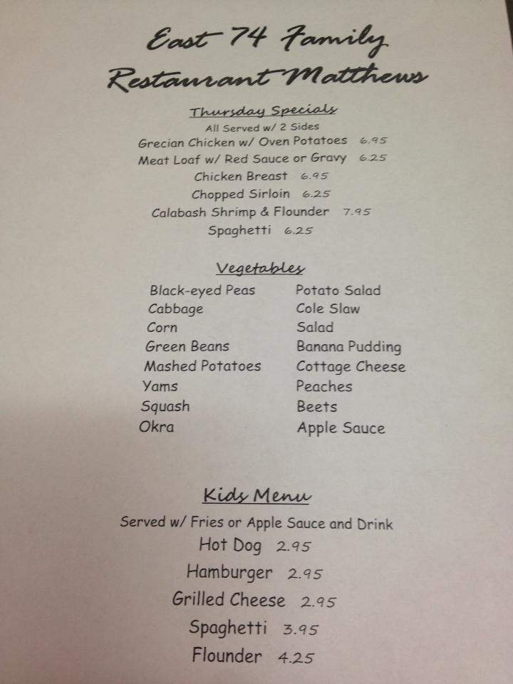 /380208445/East-74-Family-Restaurant-Matthews-NC - Matthews, NC