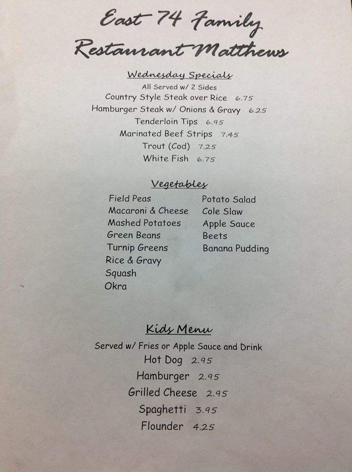/380208445/East-74-Family-Restaurant-Matthews-NC - Matthews, NC