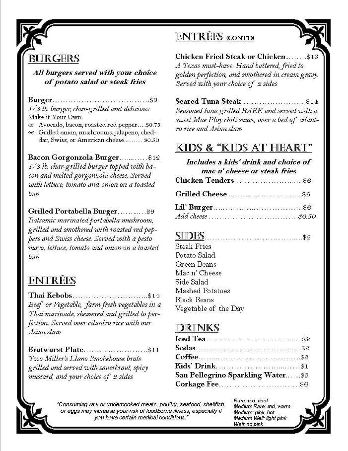 East Main Grill - Johnson City, TX menu_pic