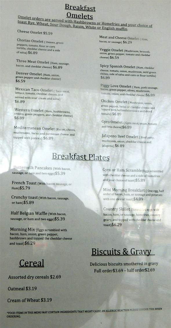 East Valley Cafe - Mesa, AZ menu_pic