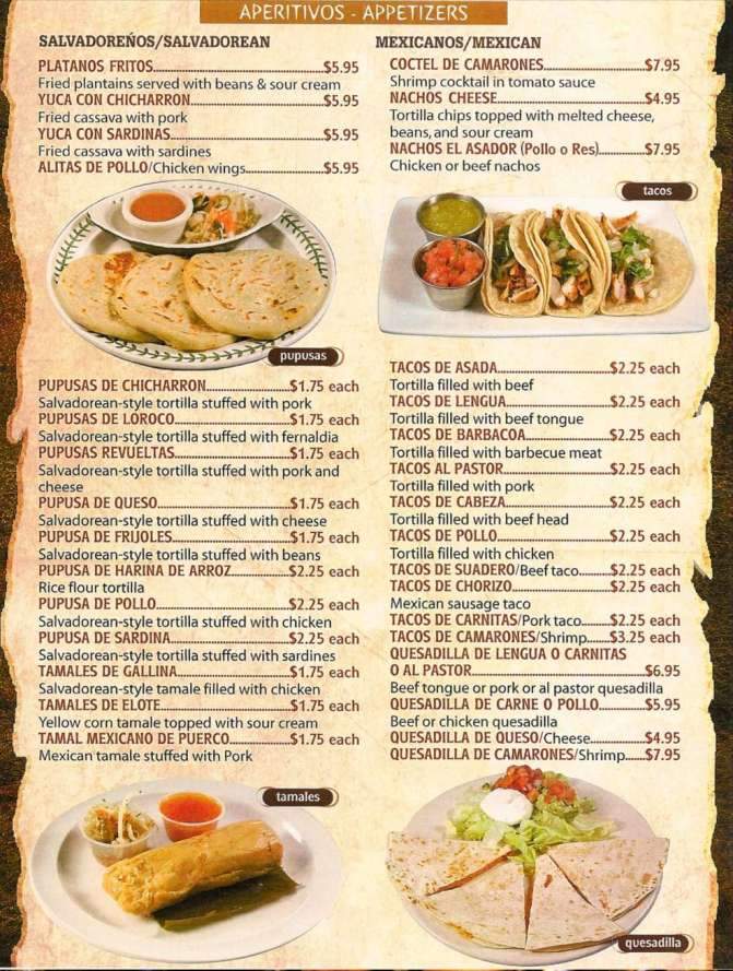 El Asador Restaurant Authentic Mexican and Salvadorean Food - Fredericksburg, VA menu_pic