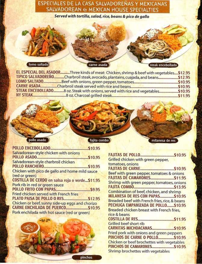 El Asador Restaurant Authentic Mexican and Salvadorean Food - Fredericksburg, VA menu_pic