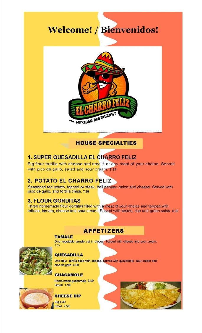 El Charro Feliz - Mishawaka, IN menu_pic