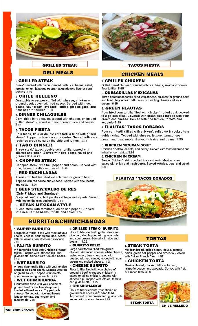 El Charro Feliz - Mishawaka, IN menu_pic