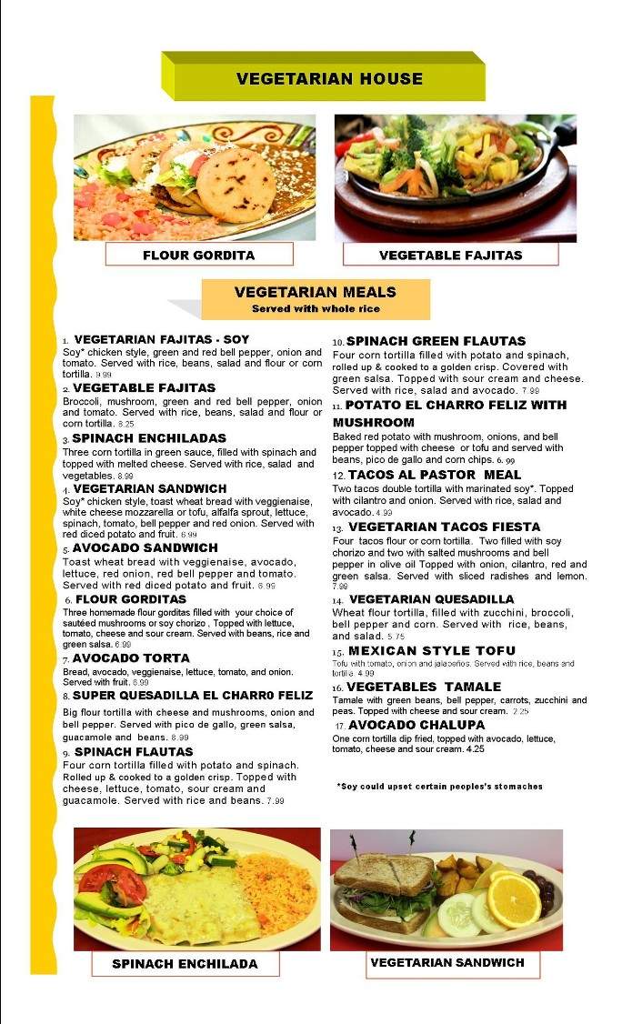 El Charro Feliz - Mishawaka, IN menu_pic