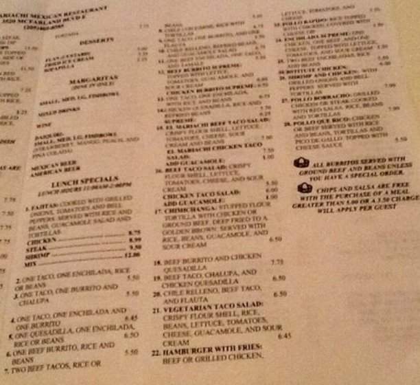 El Mariachi - Tuscaloosa, AL menu_pic