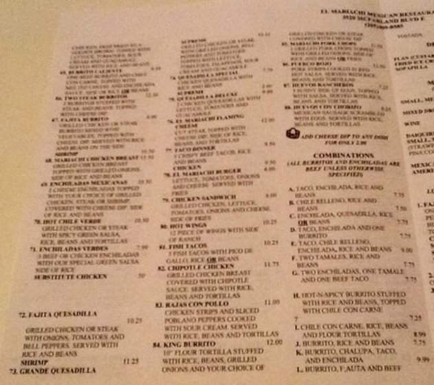 El Mariachi - Tuscaloosa, AL menu_pic