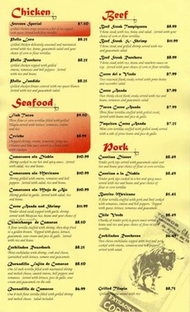 El Matador Mexican Grill and Bar - Fayetteville, AR menu_pic