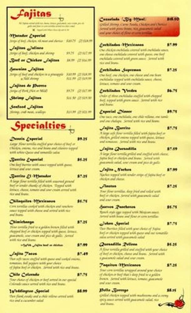 El Matador Mexican Grill and Bar - Fayetteville, AR menu_pic
