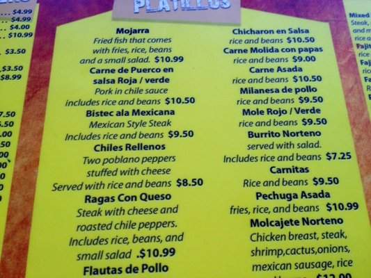 El Molcajete Norteno - Clarksville, IN menu_pic