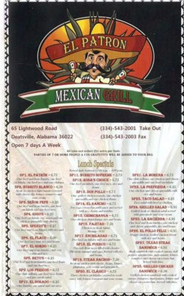 El Patron - Deatsville, AL menu_pic