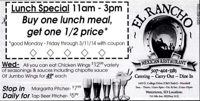 El Rancho - Marshall, MN menu_pic