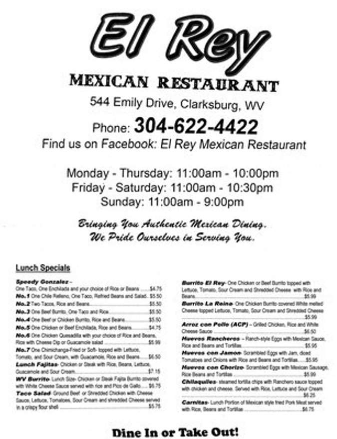 El Rey - Clarksburg, WV menu_pic
