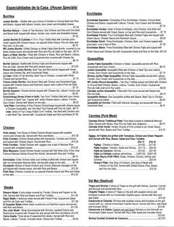 El Rey - Clarksburg, WV menu_pic