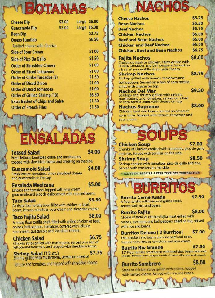 El Sombrero - Springfield, MO menu_pic
