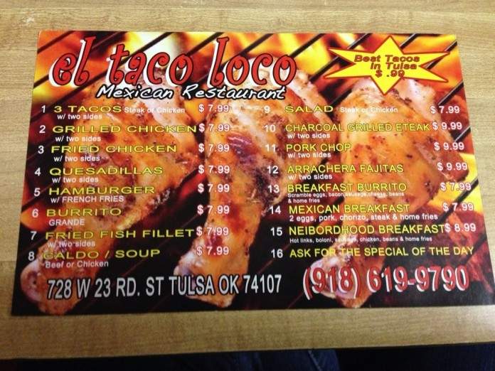 El Taco Loco - Tulsa, OK menu_pic