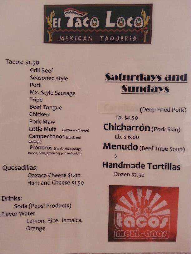 El Taco Loco - Sturgis, MI menu_pic