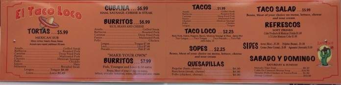 El Taco Loco - New Bern, NC menu_pic